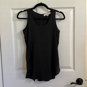 LOFT xxsp petite Black Sleeveless Satin Blouse Top Button Back NWT